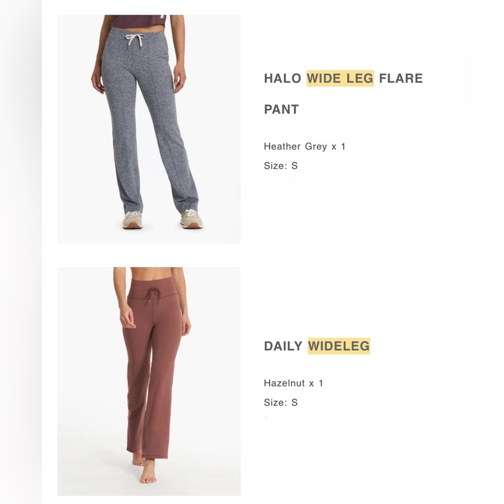 Vuori wide leg pant bundle of 2! Size SMALL